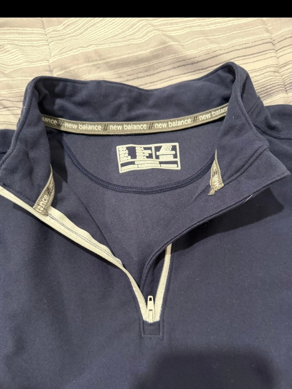 New Balance Men's Navy Half-Zip Pullover with Light Gray Trim